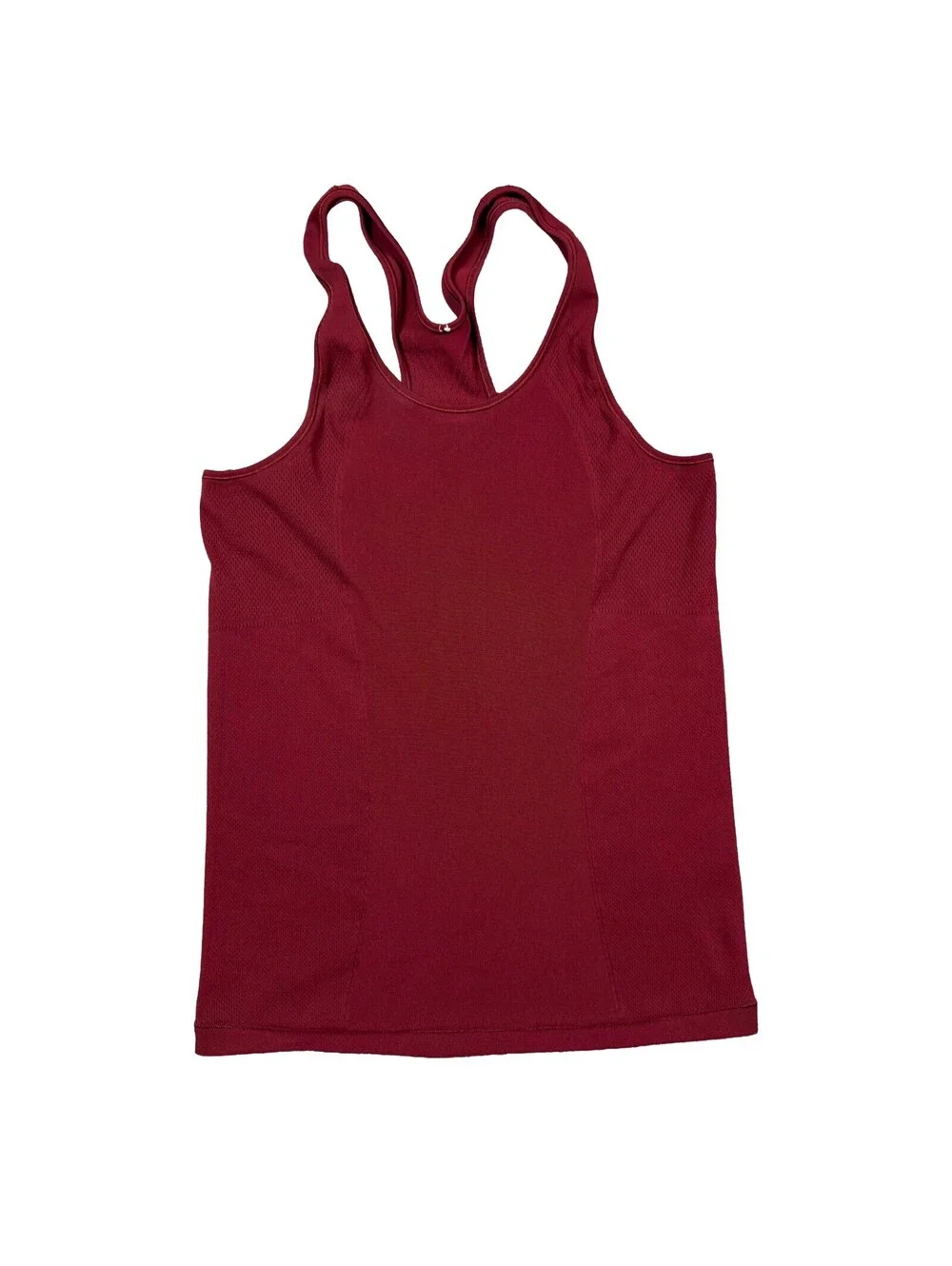 Lululemon Reveal Racerback Tank Size 8 Dark Red Burgundy Seamless Mesh Yoga